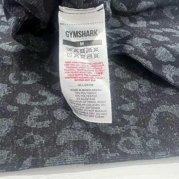 Gym Shark Women's Black Gray Animal Print Compression Leggings Size Medium - Picture 5 of 7